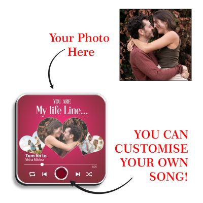 Personalized You are My Life Line Musical Fridge Magnet Rechargeable with Type-C Charging Custom Photo & Audio Music Player Gift for Anniversary, Wedding, or Birthday